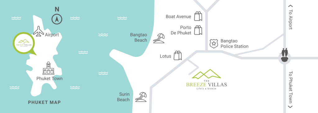 Map showing location of The Breeze Villas Phuket