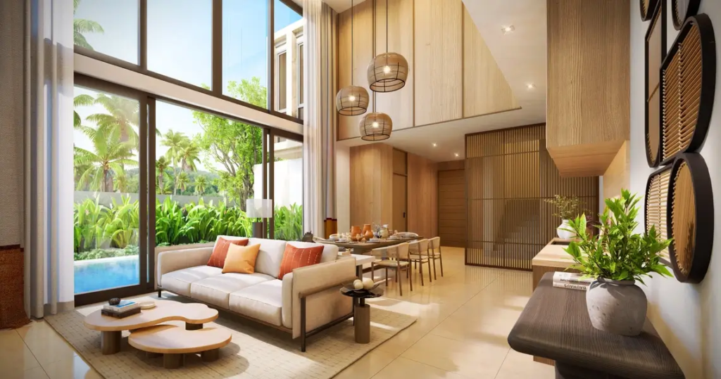 Luxury villa Living room near Bangtao Beach in Phuket