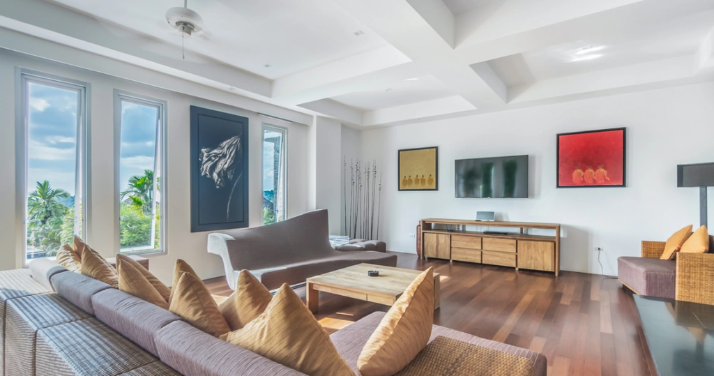 living room at Villa Bauhinia near Layan Beach