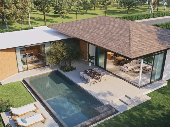 Modern pool villa exterior in Bangtao, Phuket