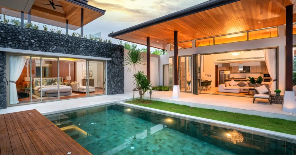 Spacious living area in luxury Bangtao villa