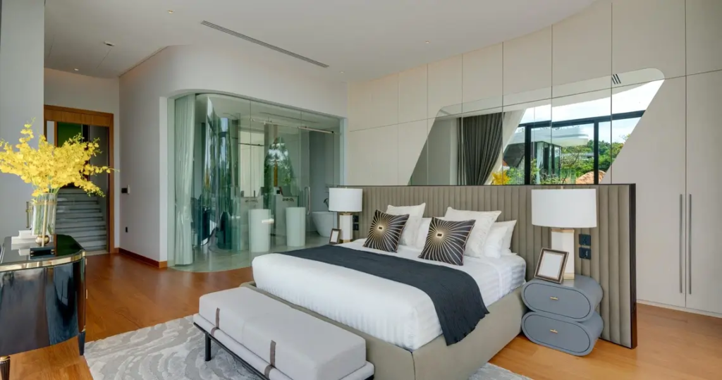 Modern bedroom from luxury villa in Phuket
