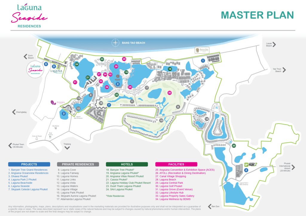 Map of Resort-style amenities in luxury condo near Bangtao Beach, Phuket