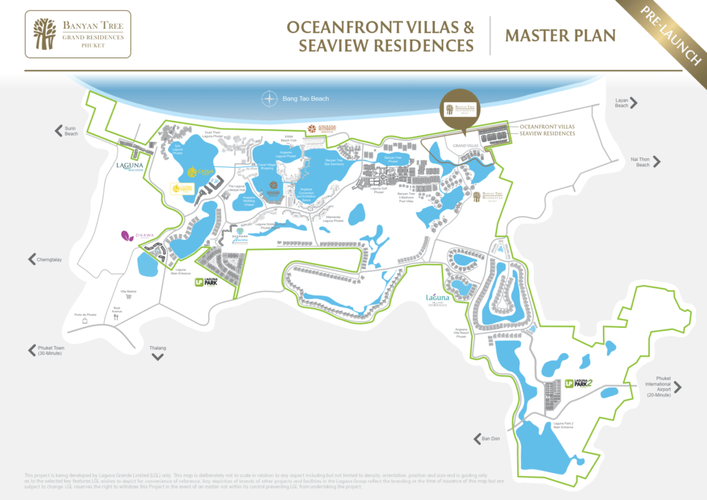 Resort amenities map in exclusive seaview condo at Banyan Tree Phuket