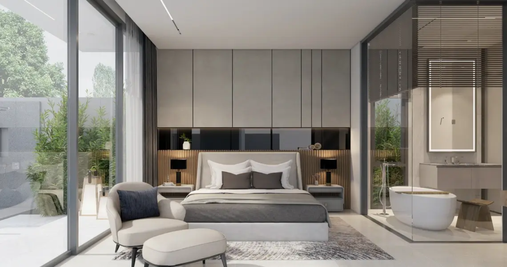 Modern boutique villa bedrom design in Bangtao, Phuket